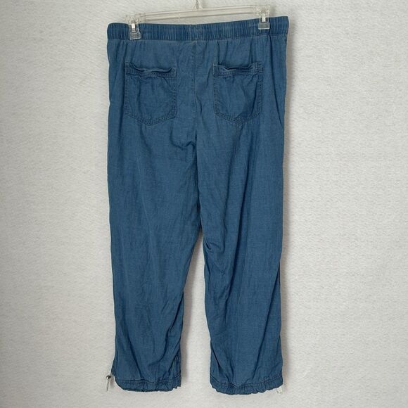 Nicole Miller Pants Women L Chambray Denim Pullon Pockets Jogger Casual Weekend - Picture 12 of 12